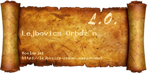 Lejbovics Orbán névjegykártya